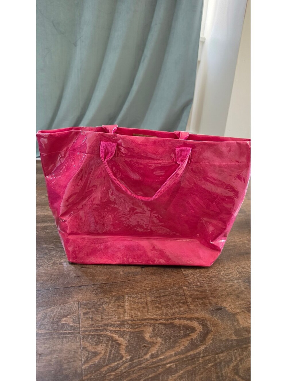 Pink Glossy Tote Bag with Stylish Lettering - Picture 4 of 11
